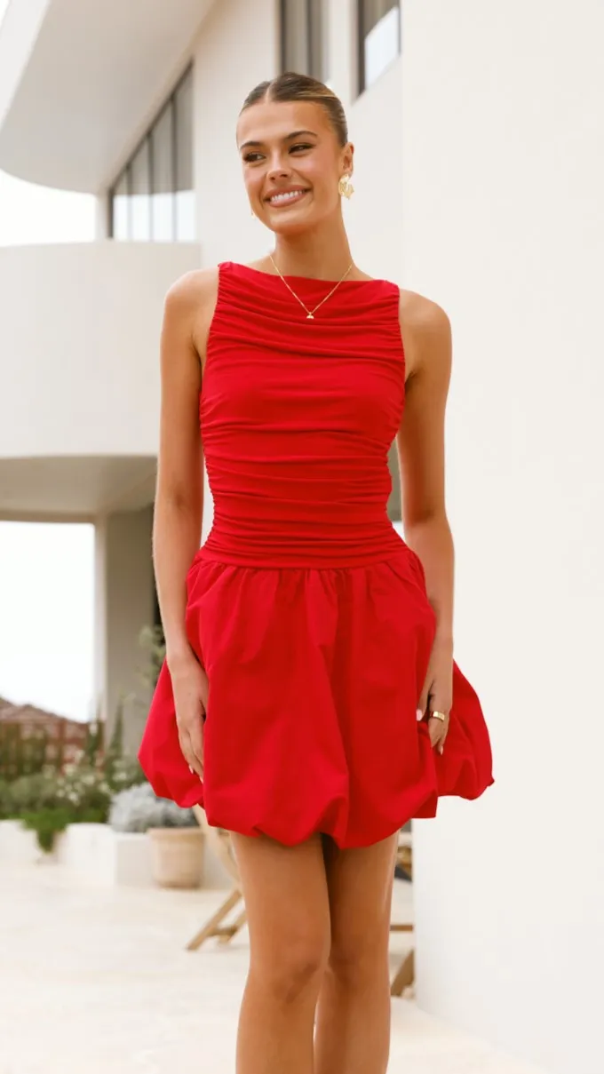 Meera Boat Neck Mini Dress - Red sold by Billy J product image thumbnail 3