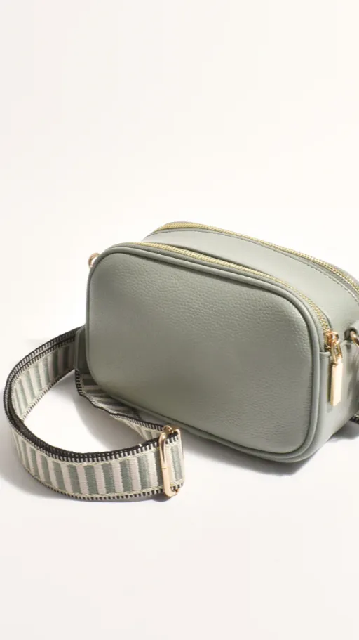 Bella Striped Webbing Camera Bag - Sage sold by Billy J product image thumbnail 2