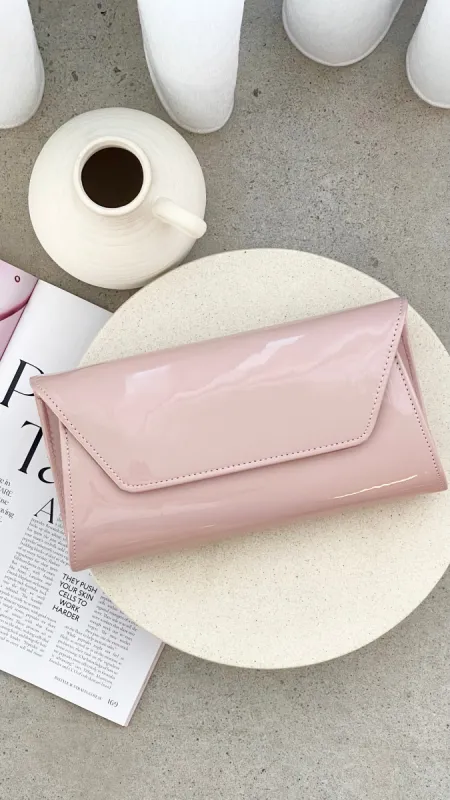 Suzie Gloss Fold Over Clutch - Nude sold by Billy J