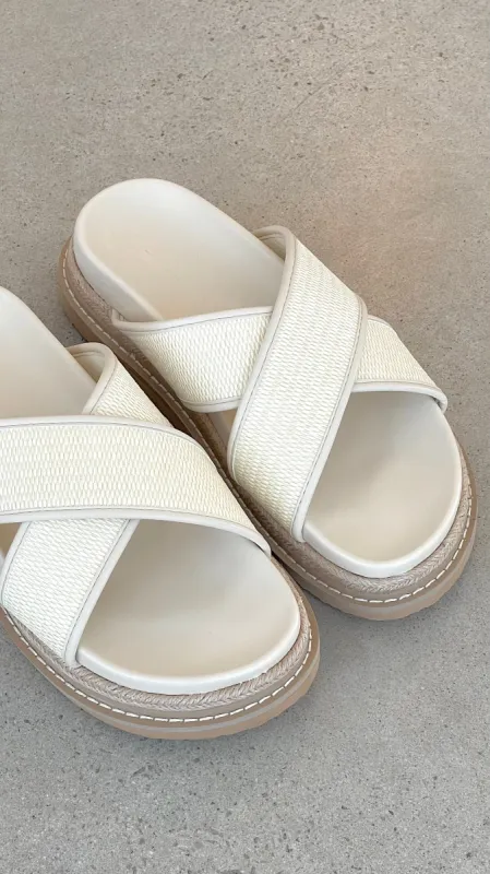 Aysha Slide - Cream Raffia sold by Billy J