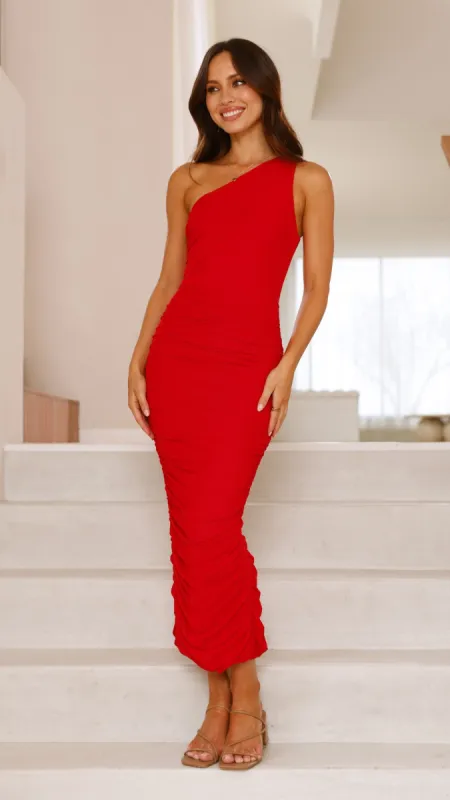 Natalia Midi Dress - Red sold by Billy J
