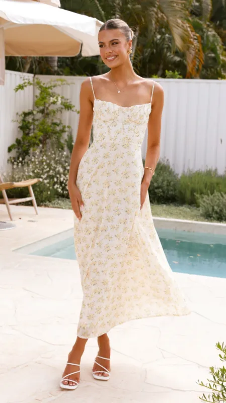 Rahima Maxi Dress - Yellow Floral sold by Billy J