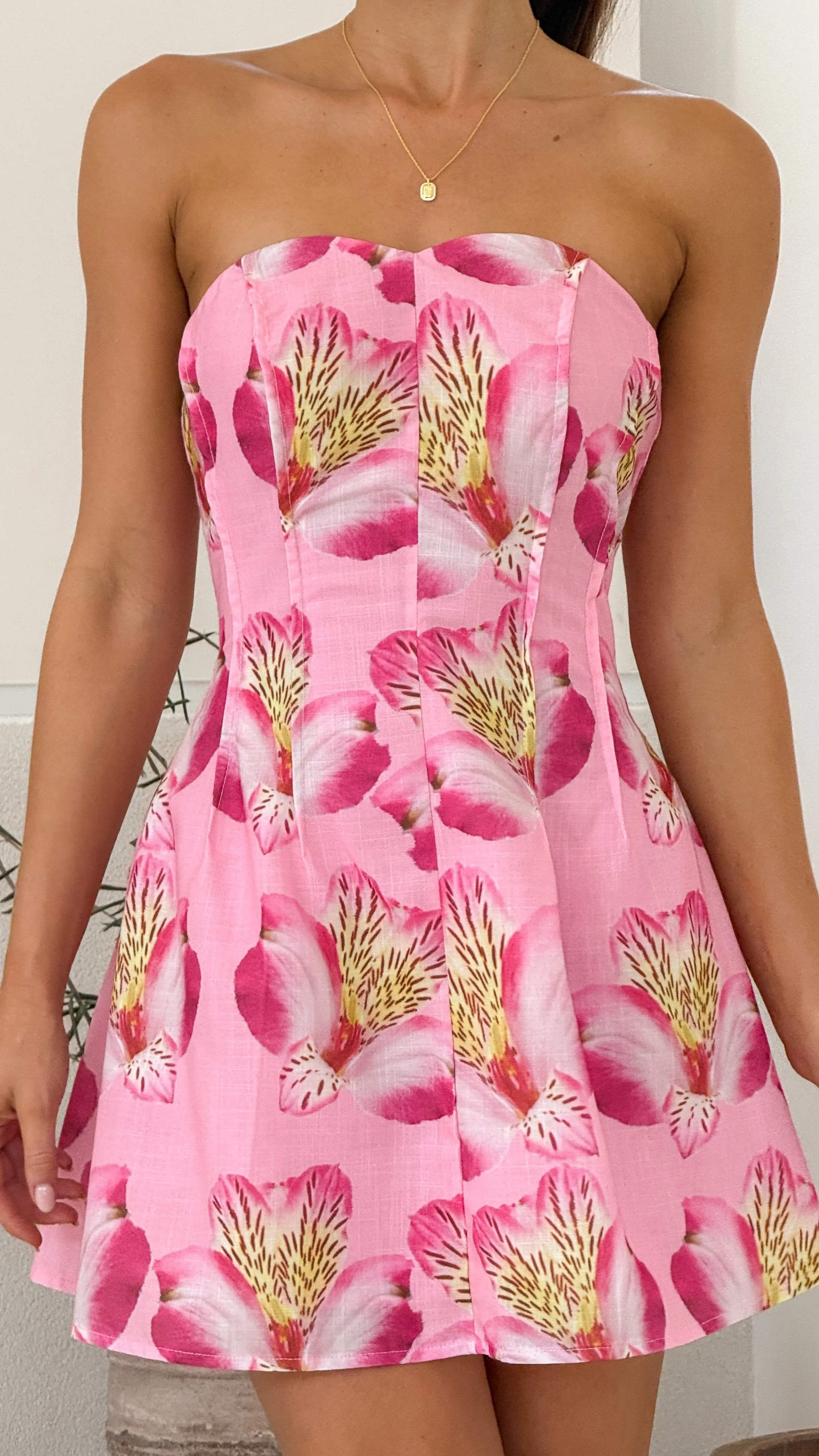 Sunniva Strapless Mini Dress - Pink Floral sold by Billy J product image thumbnail 3