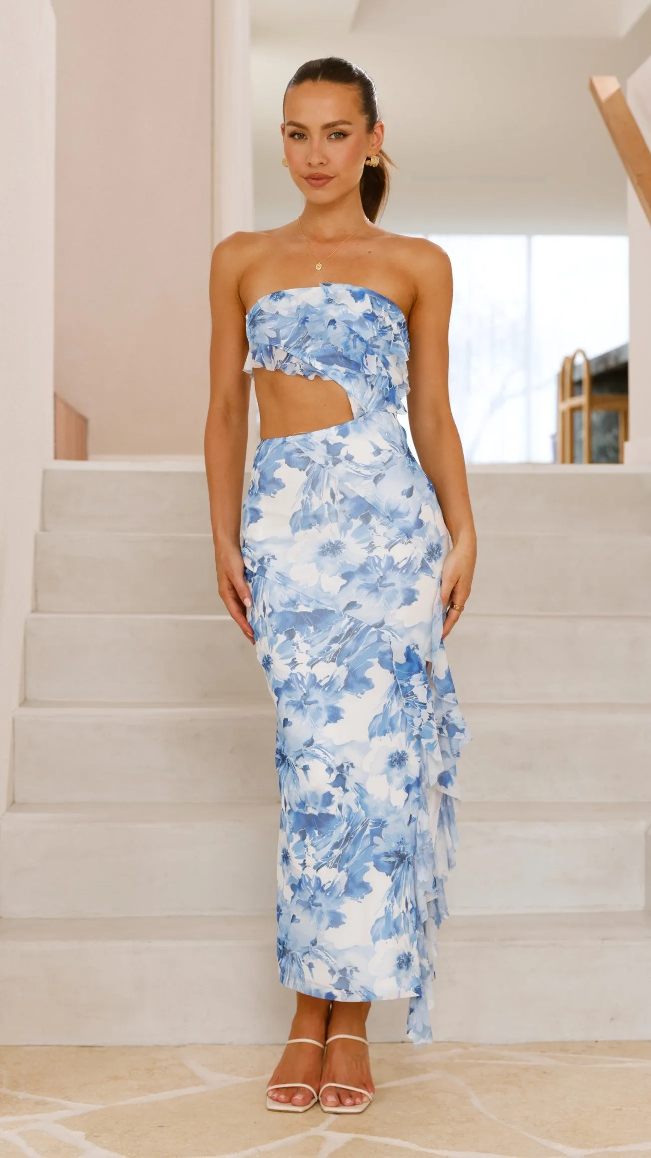 Zinnia Midi Dress - Blue Floral sold by Billy J