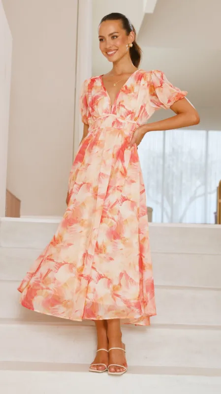 Talma Maxi Dress - Orange Floral sold by Billy J