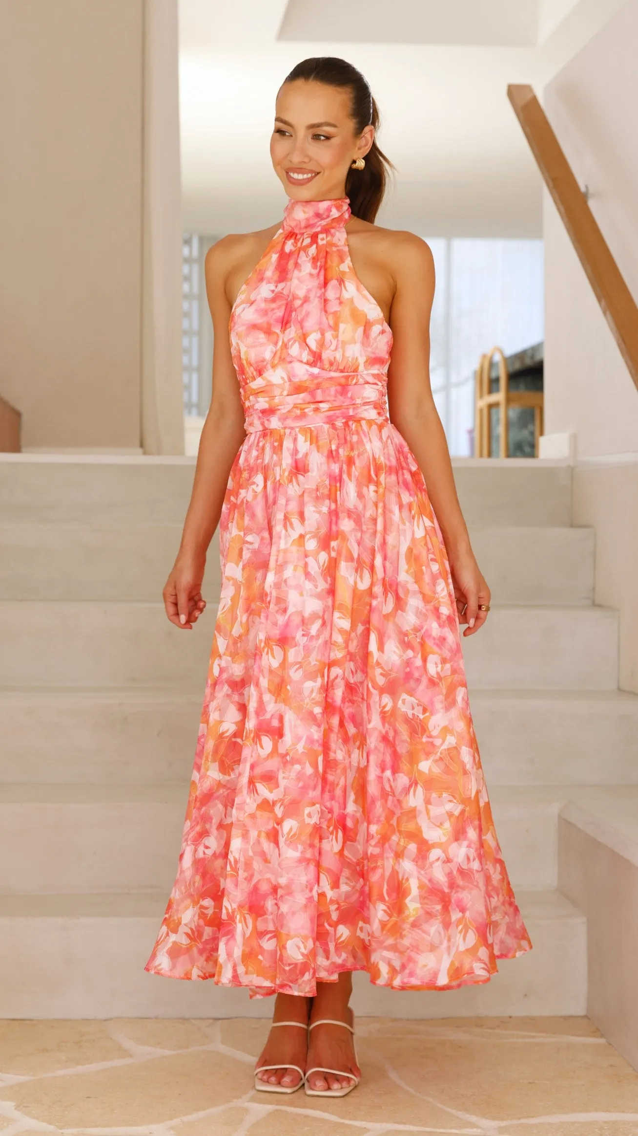 Taipa Maxi Dress - Pink / Orange Floral sold by Billy J product image thumbnail 4