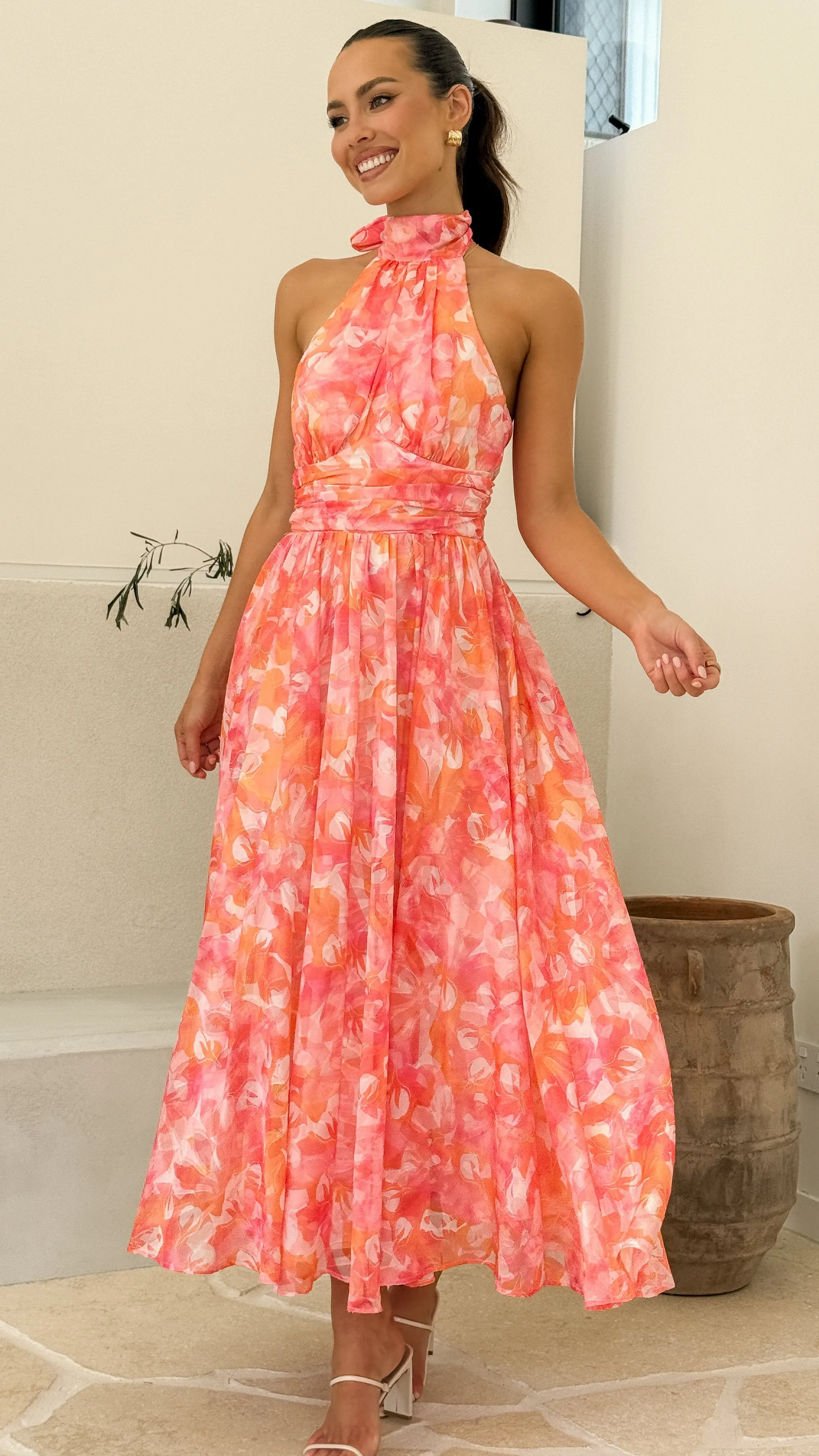Taipa Maxi Dress - Pink / Orange Floral sold by Billy J product image thumbnail 5