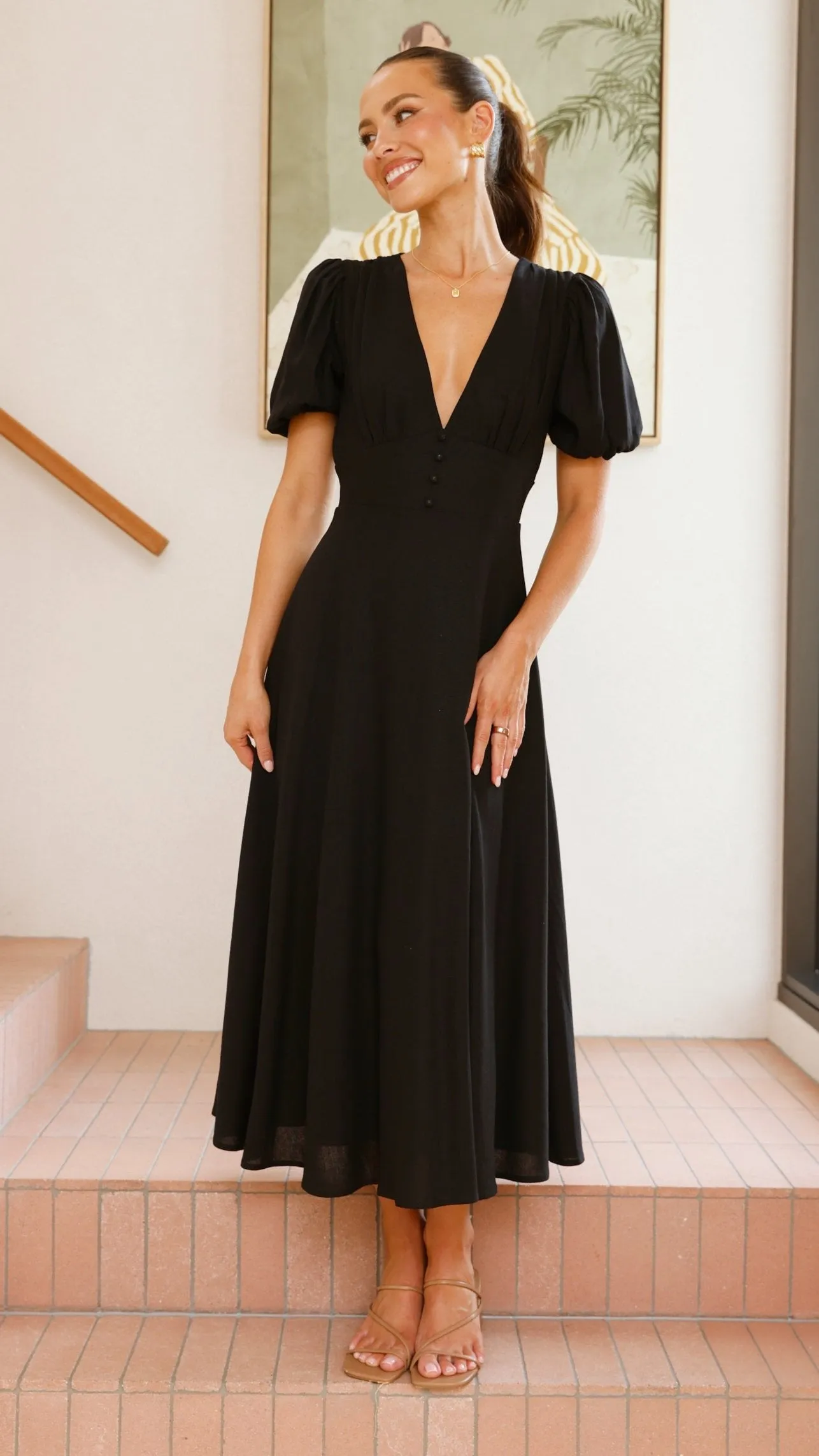 Melea Midi Dress - Black sold by Billy J