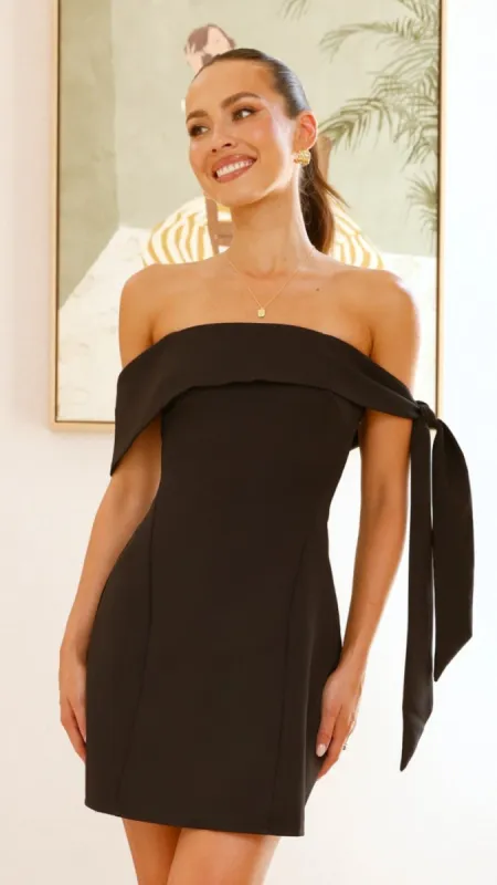 Halen Off Shoulder Mini Dress - Black sold by Billy J