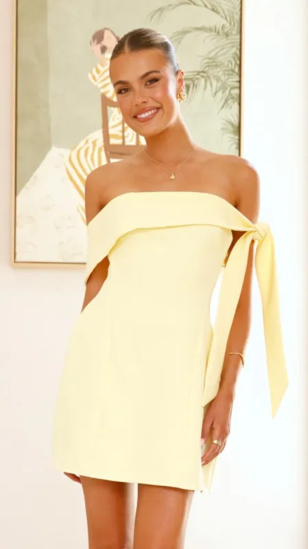 Halen Off Shoulder Mini Dress - Lemon sold by Billy J