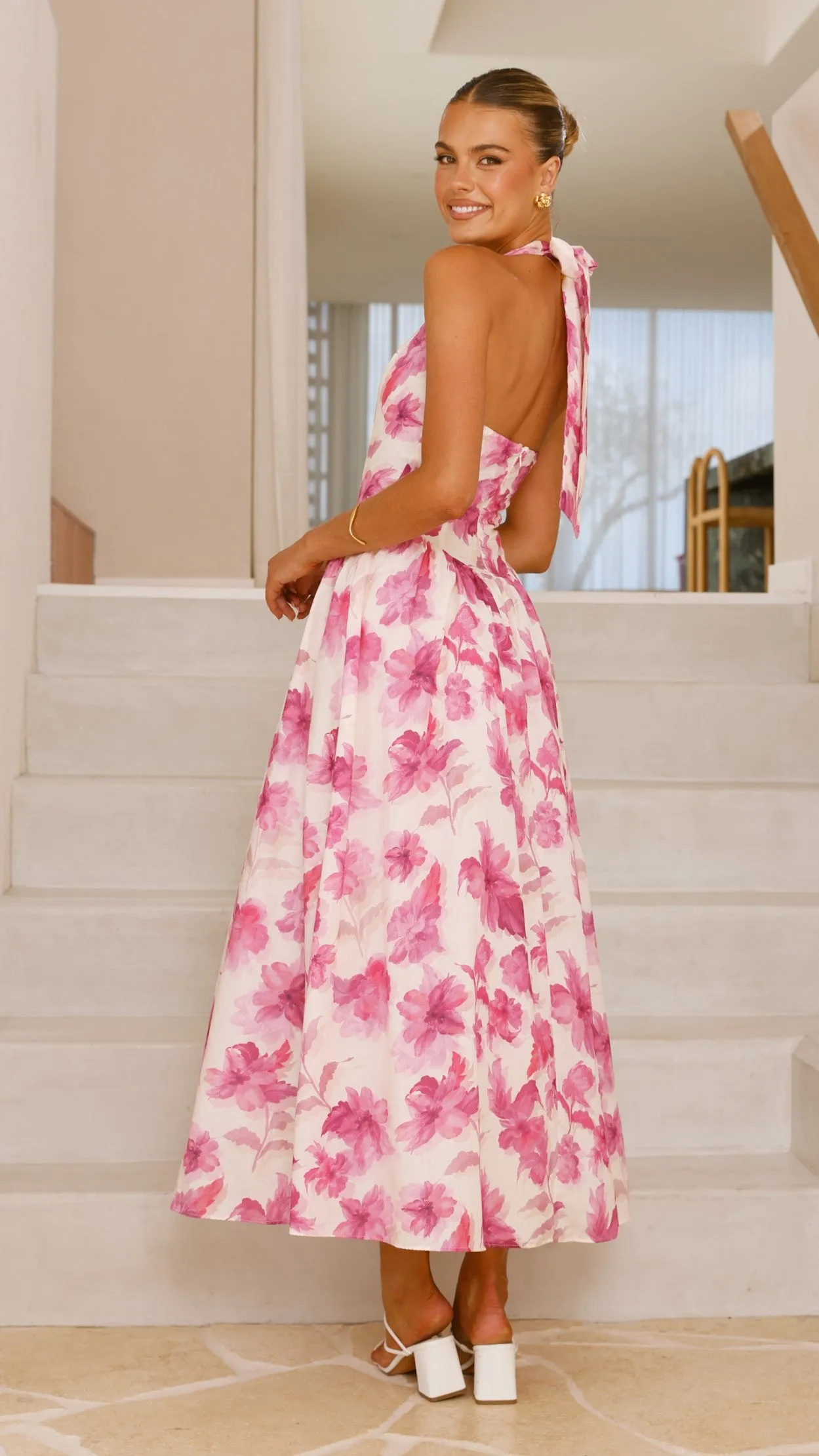 Bryony Halter Neck Maxi Dress - Pink Floral sold by Billy J product image thumbnail 3