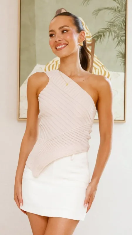 Alyssia One Shoulder Top - Beige sold by Billy J