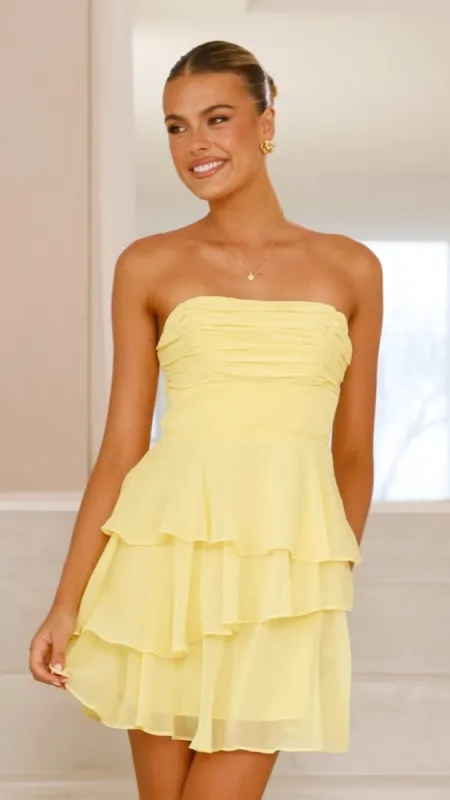 Alessia Mini Dress - Yellow sold by Billy J