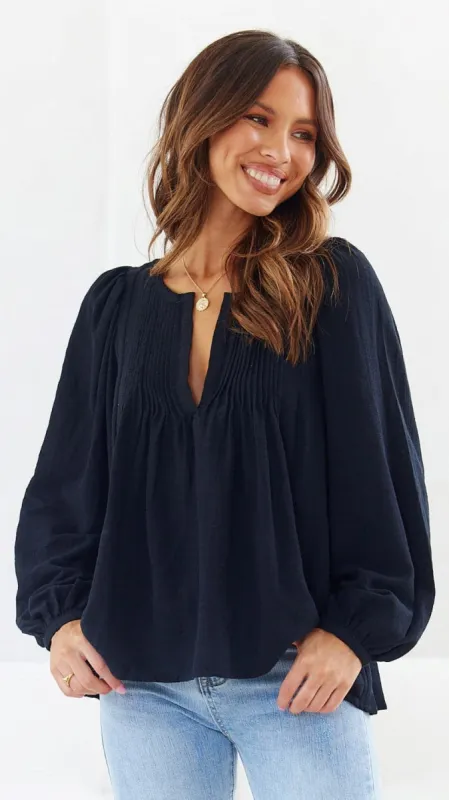 Jolie Long sleeve Top - Black sold by Billy J