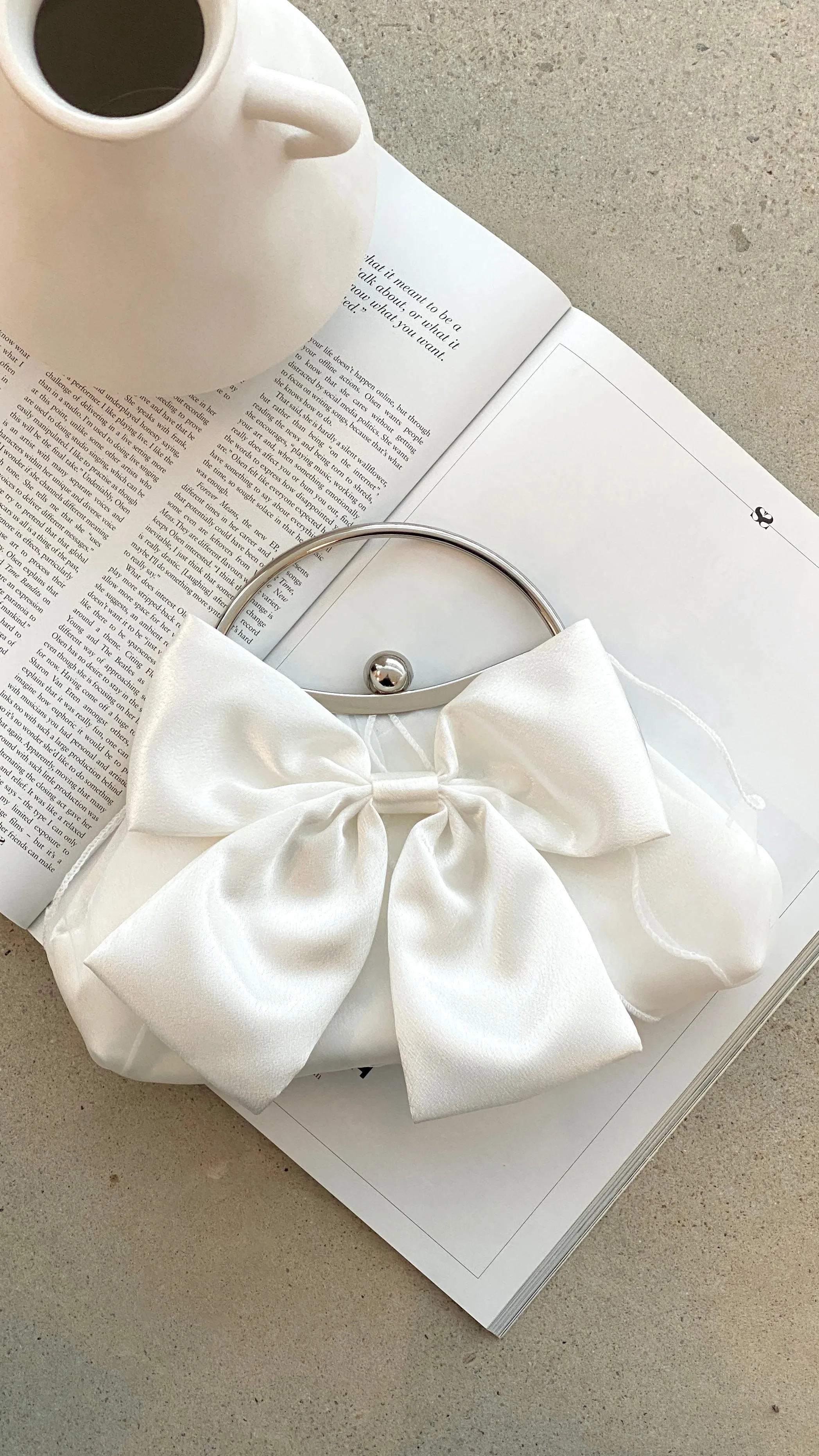Satin Bow Clutch - White sold by Billy J