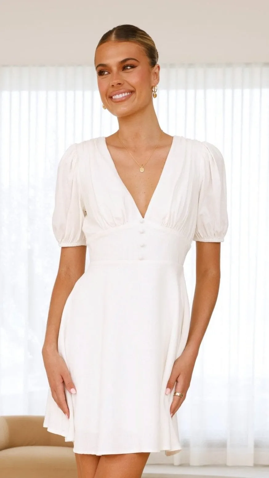 Melea Mini Dress - White sold by Billy J