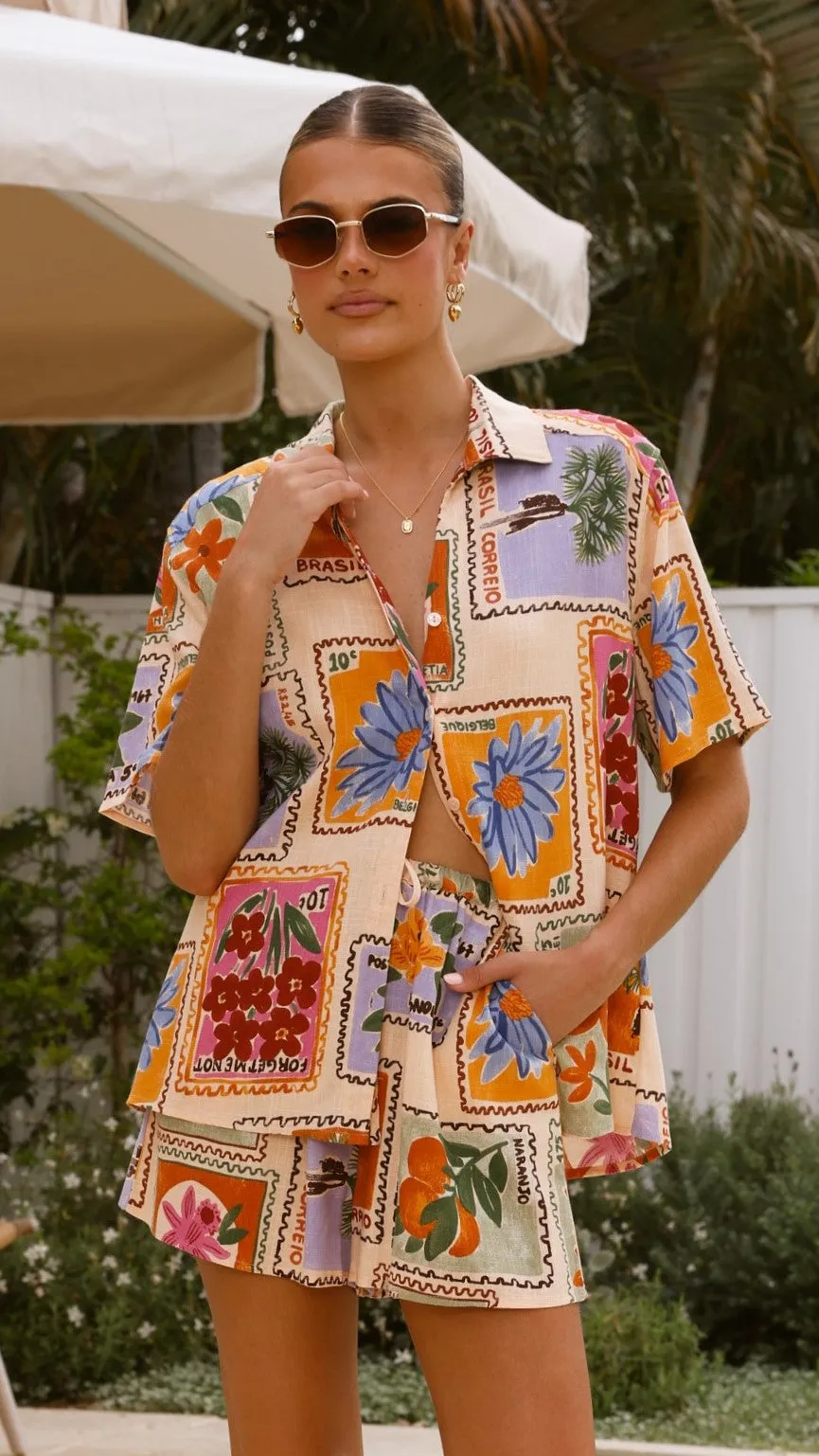 Cordelia Button Up Shirt and Short Set - Cordelia sold by Billy J