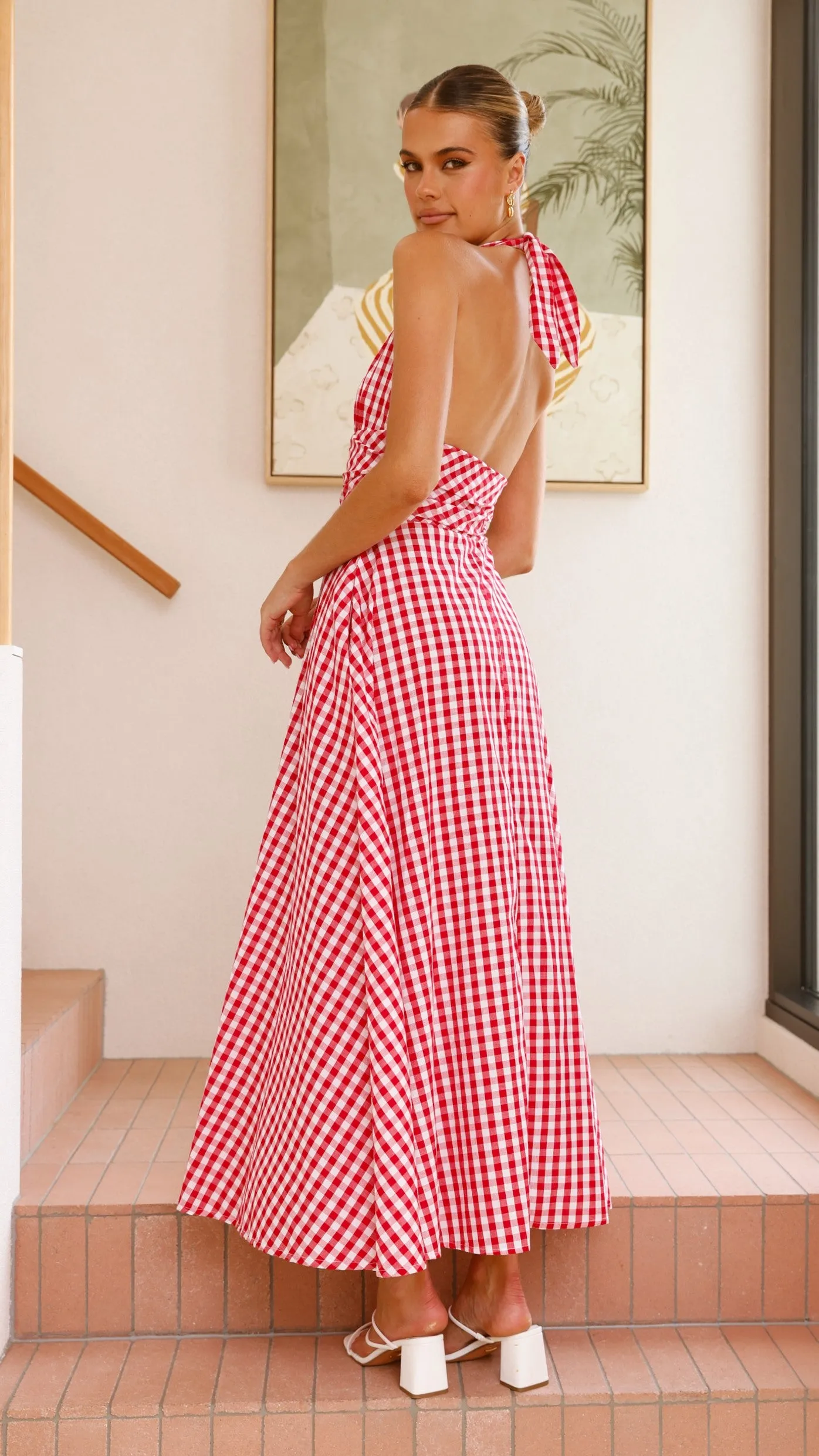 Brydie Halter Maxi Dress - Gingham Red sold by Billy J product image thumbnail 2
