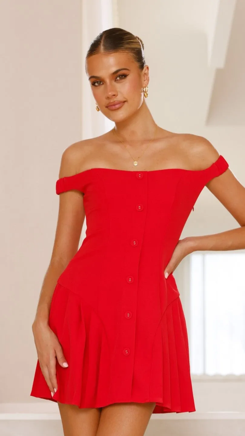 Variel Off Shoulder Mini Dress - Red sold by Billy J product image thumbnail 2