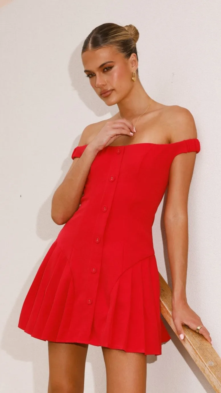 Variel Off Shoulder Mini Dress - Red sold by Billy J product image thumbnail 5