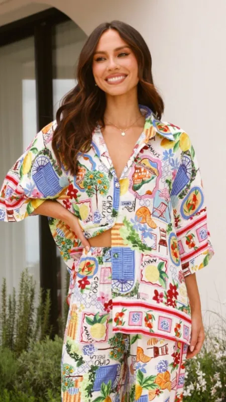 Cerese Button Up Shirt - Ciao Bella Print sold by Billy J