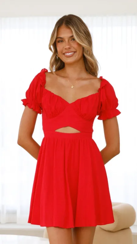 Magnolia Mini Dress - Red sold by Billy J