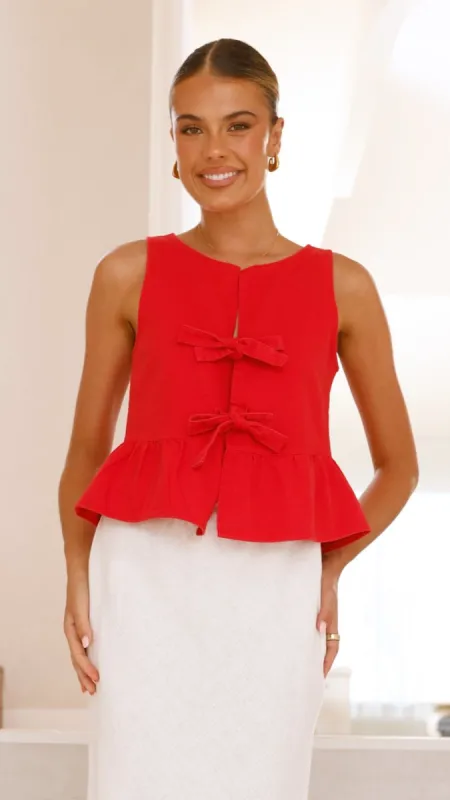 Jarrah Tie Top - Red made by Billy J