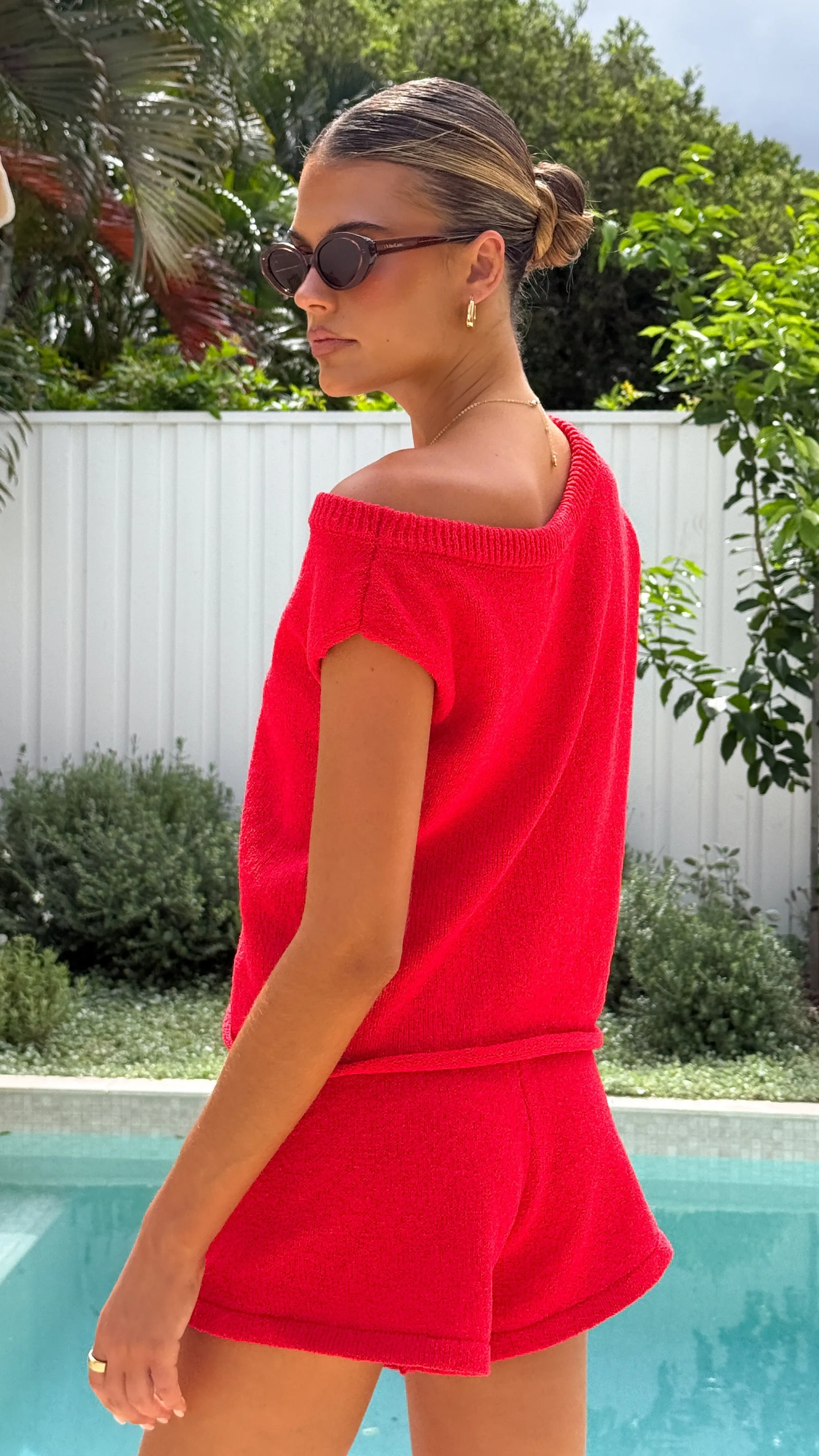 Robin Off Shoulder Top - Red sold by Billy J product image thumbnail 5