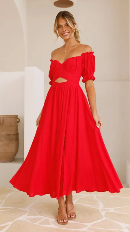 Hulu Maxi Dress - Red sold by Billy J