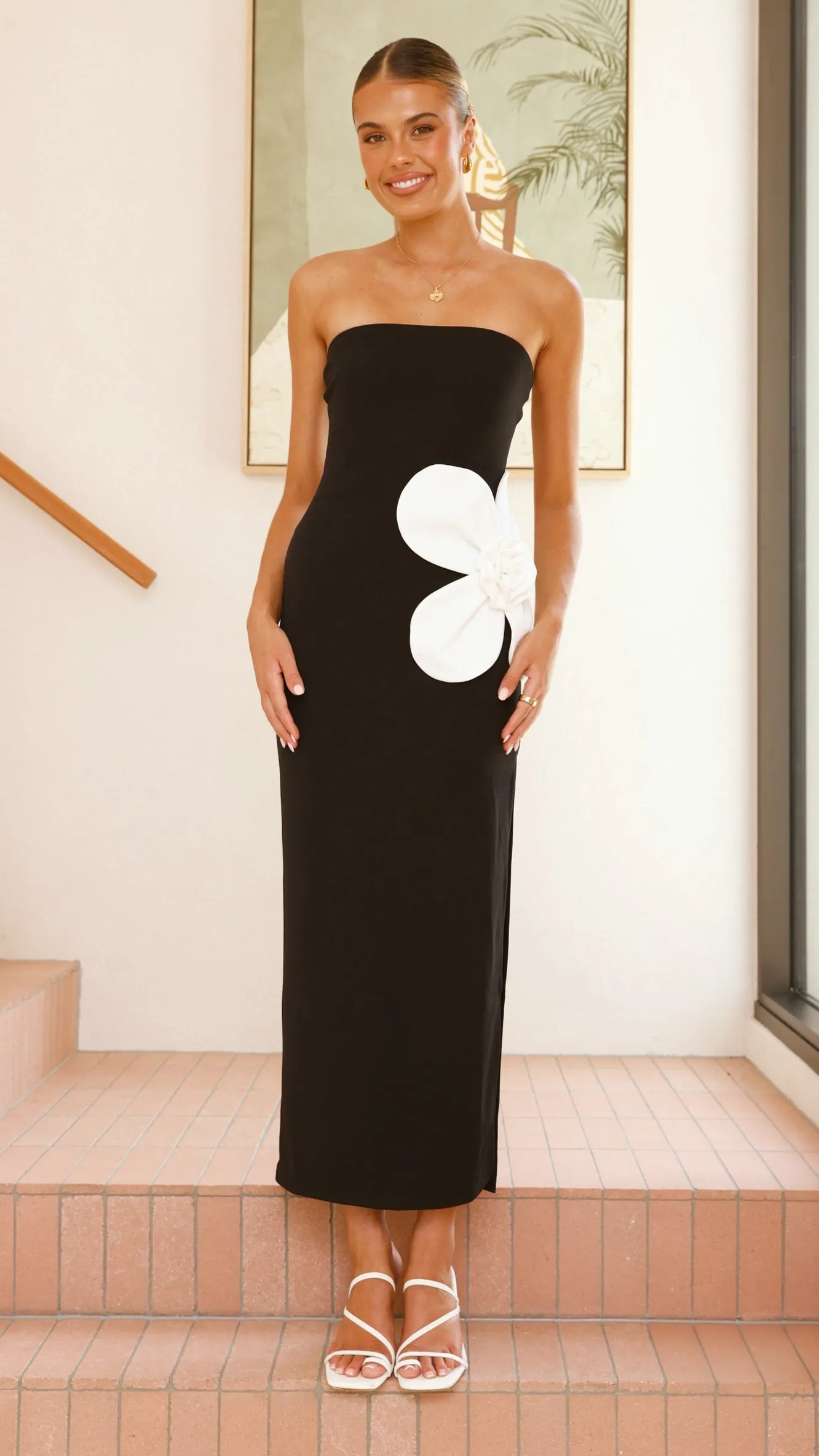 Athena Maxi Dress - Black/White sold by Billy J
