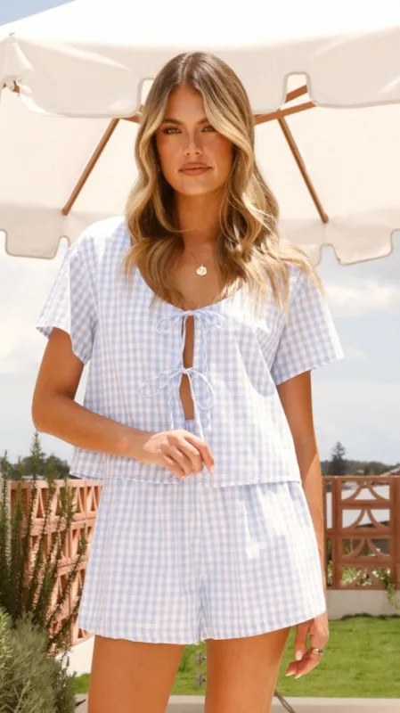 Jaiana Tie Top - Picnic Blue sold by Billy J