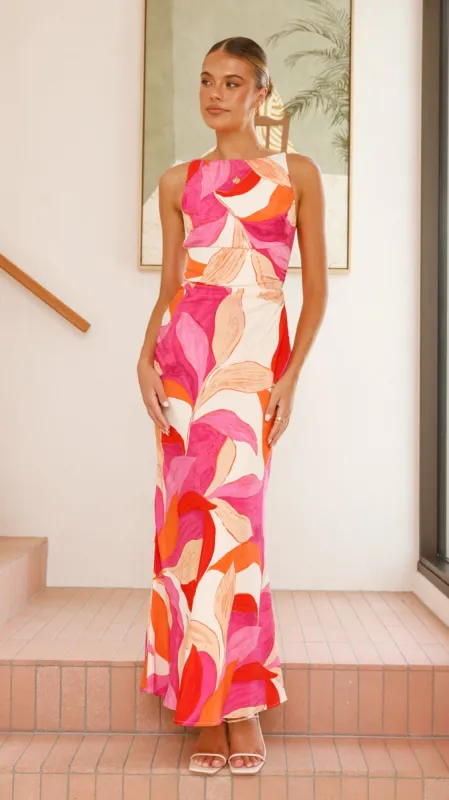 Helenie Maxi Dress - Red/Pink sold by Billy J