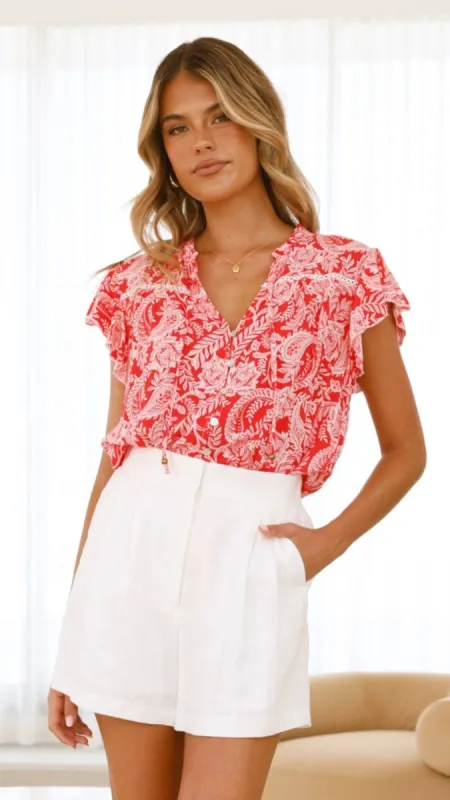 Niva Short Sleeve Top - Paisley Print sold by Billy J