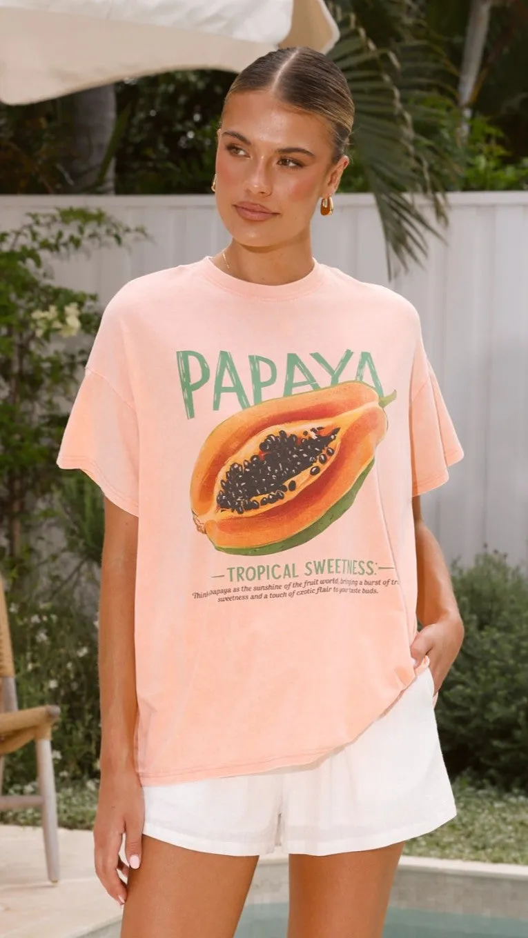 Papaya Acid Wash Tee - Peach sold by Billy J