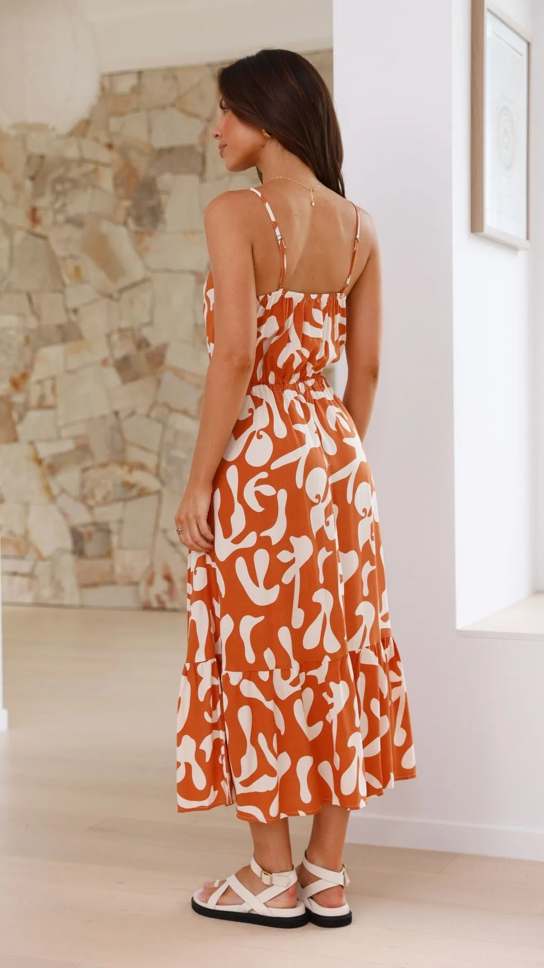 Maureena Midi Dress - Tan/White sold by Billy J product image thumbnail 2