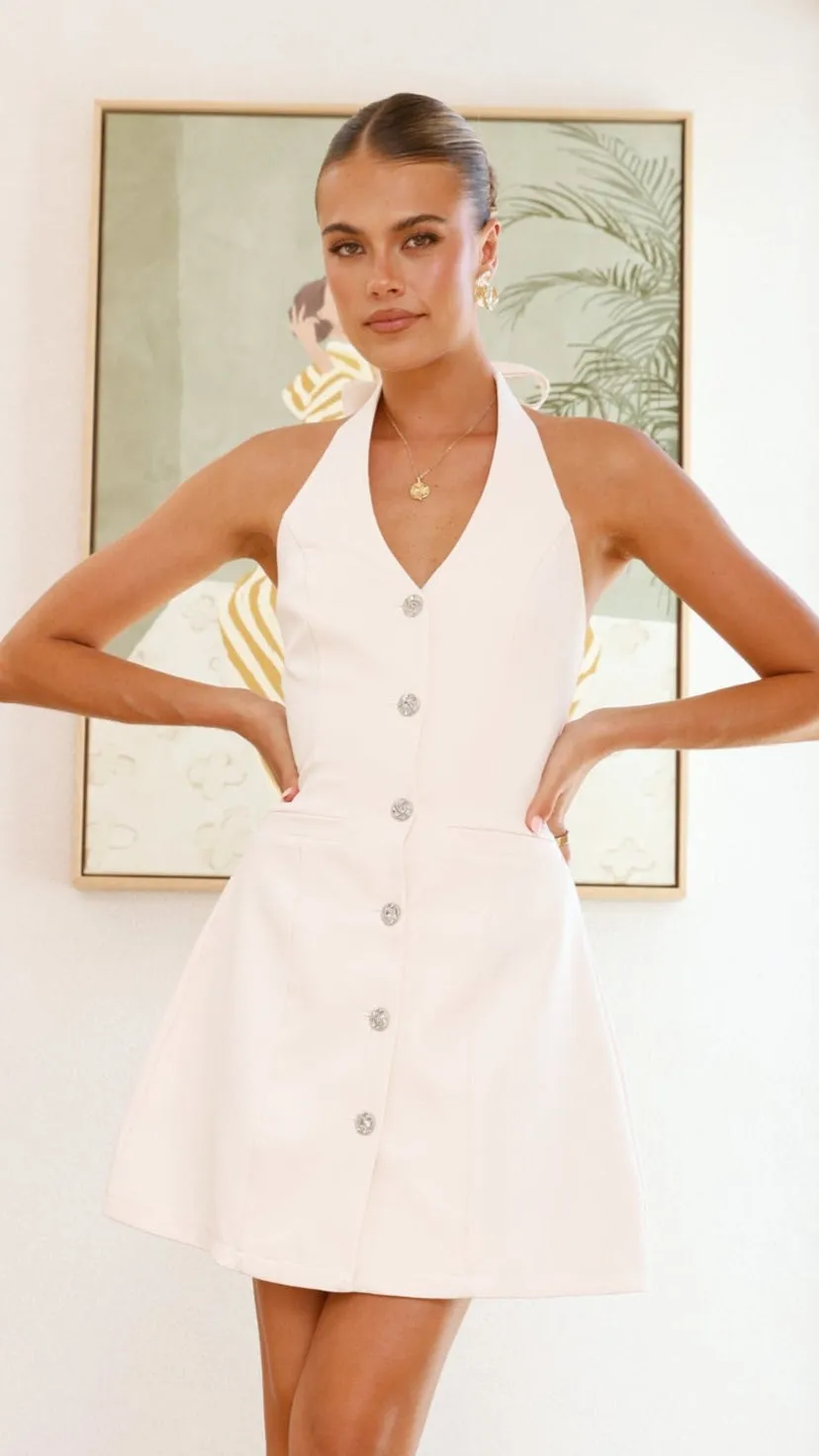 Maia Halter Neck Mini Dress - Cream sold by Billy J product image thumbnail 5
