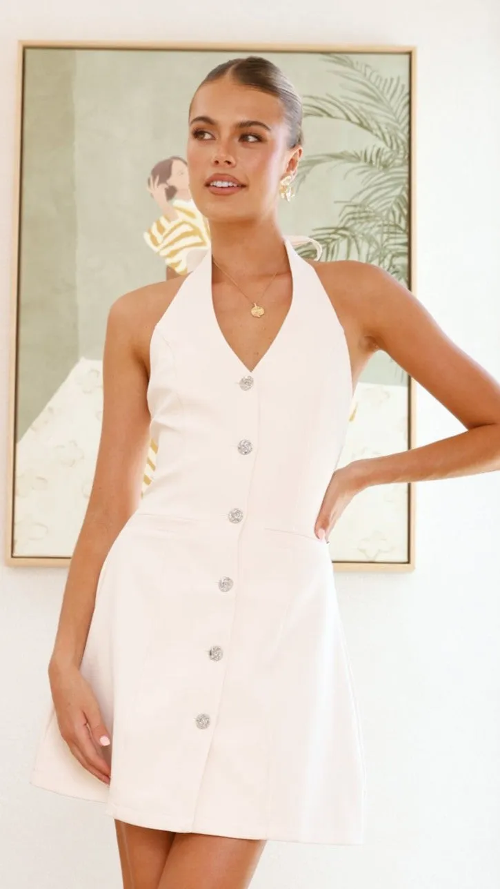 Maia Halter Neck Mini Dress - Cream sold by Billy J product image thumbnail 3
