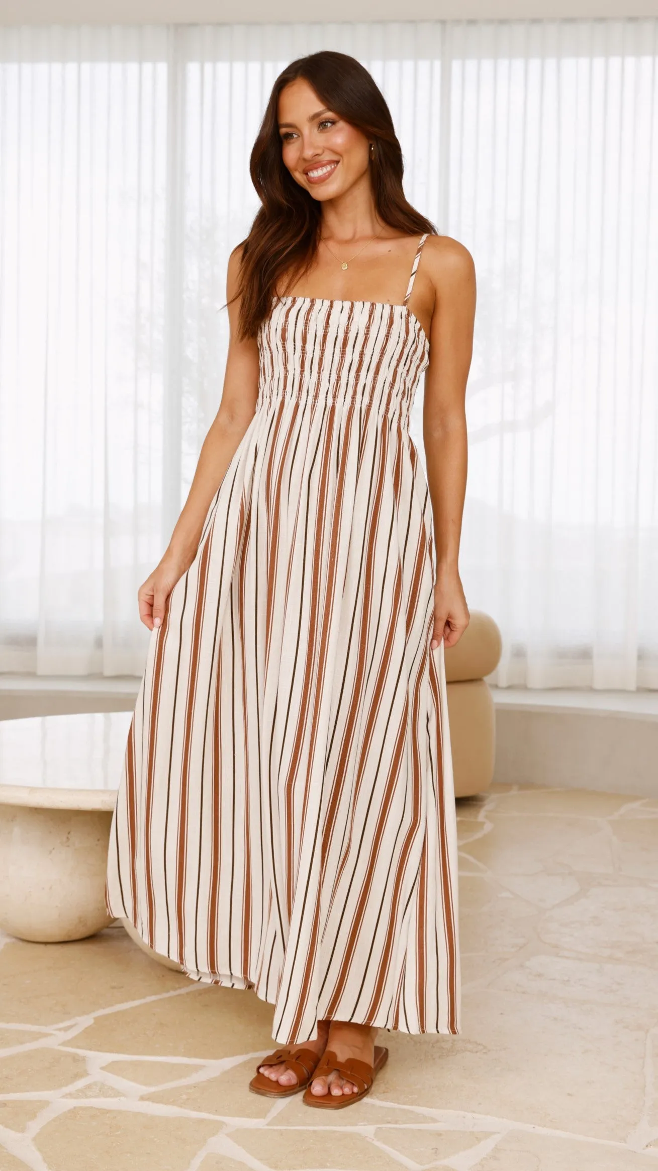 Varali Maxi Dress - Tan Stripe sold by Billy J product image thumbnail 4