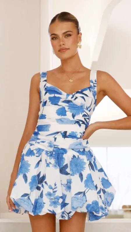 Pixie Mini Dress - Blue Floral sold by Billy J