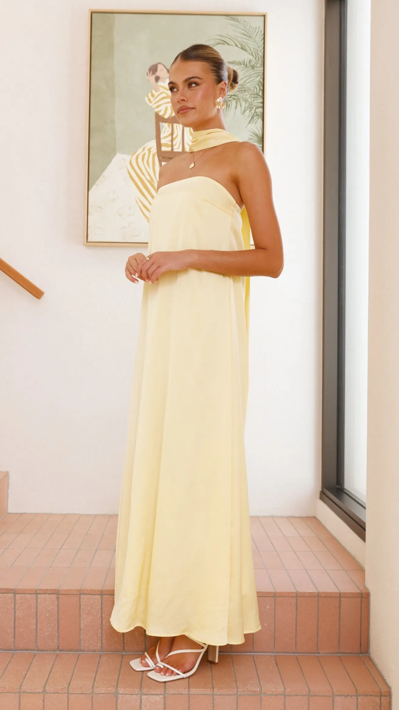 Caitie Strapless Scarf Maxi Dress - Yellow sold by Billy J product image thumbnail 4