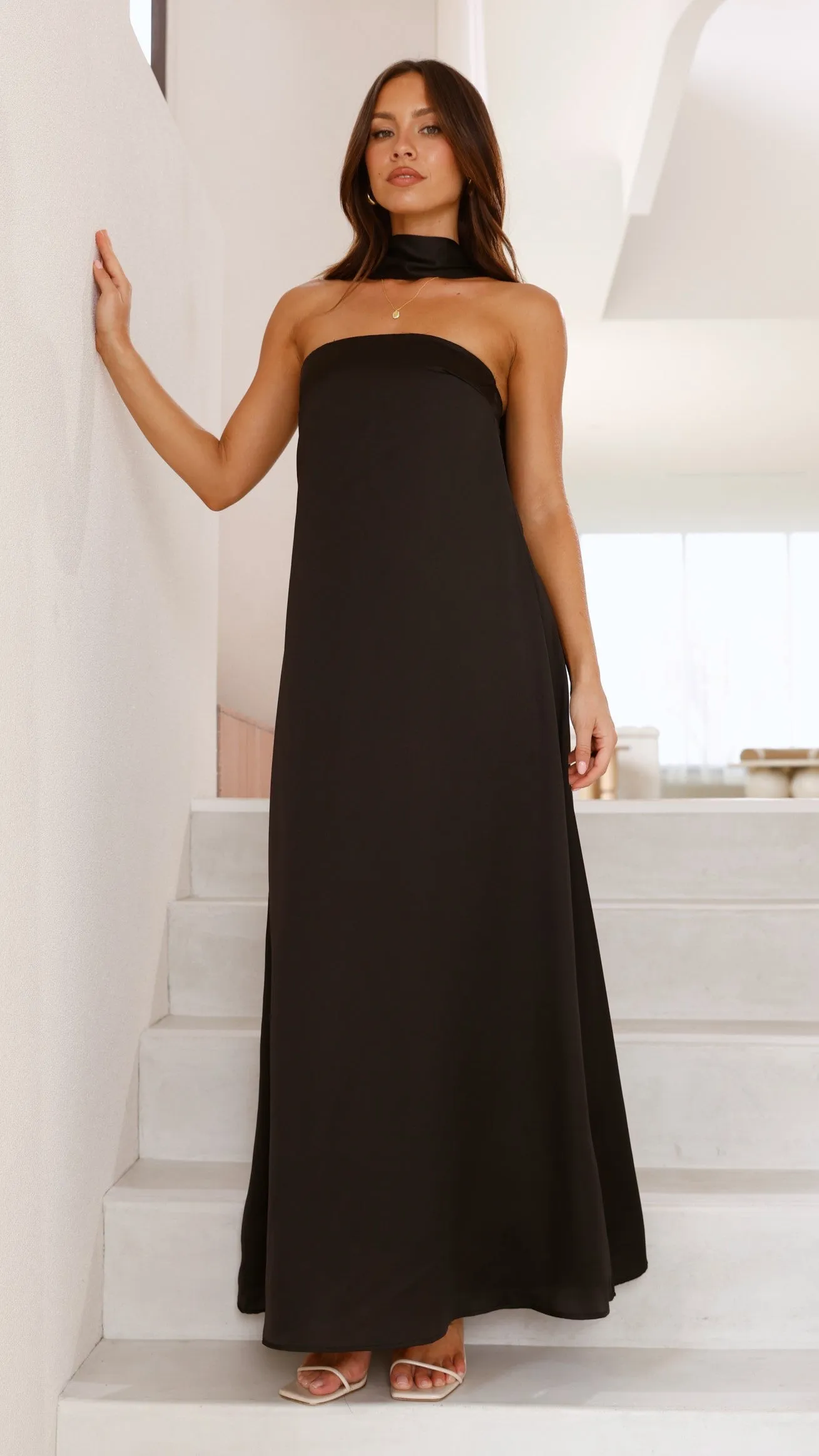 Caitie Strapless Scarf Maxi Dress - Black sold by Billy J product image thumbnail 4