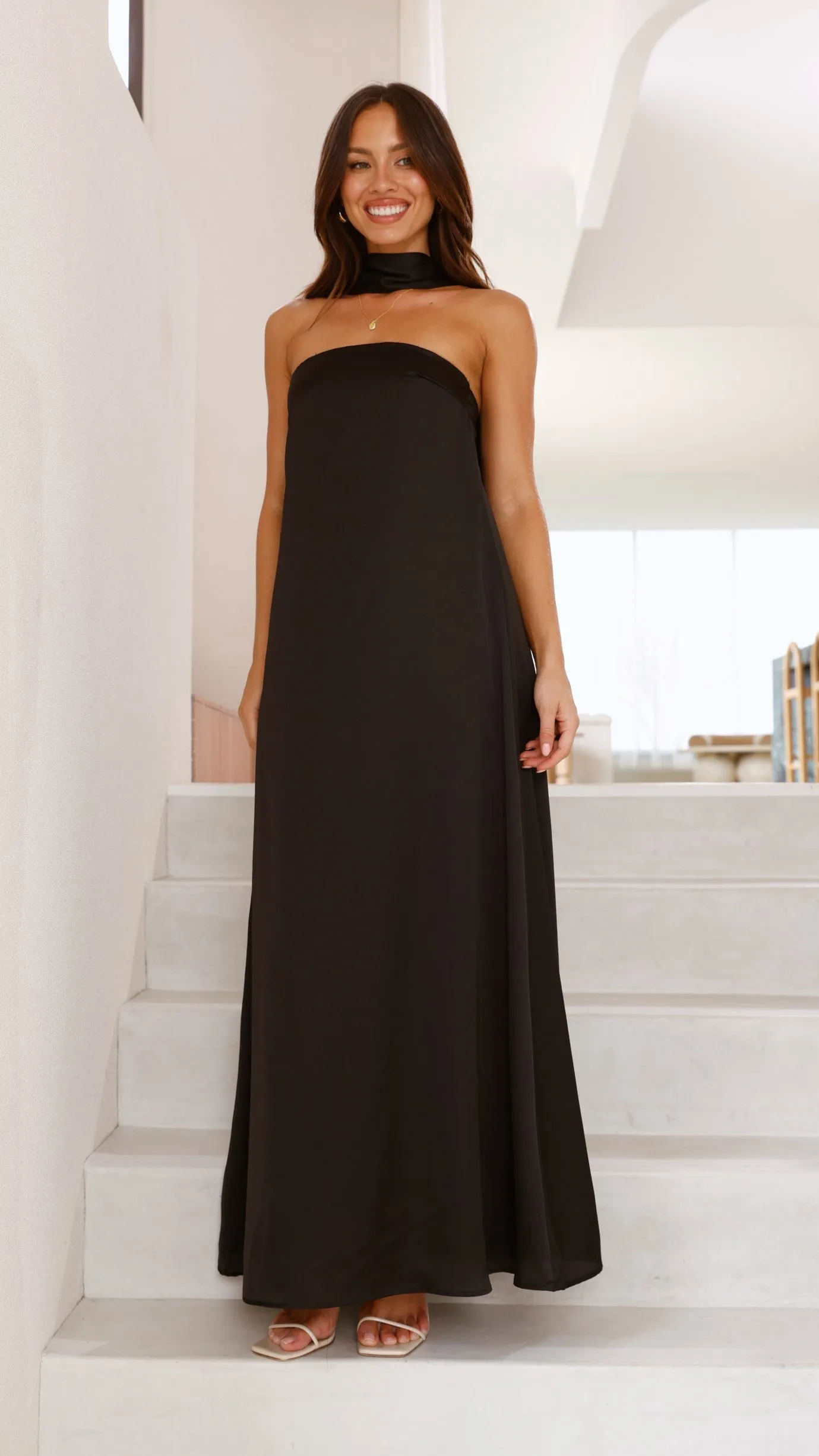 Caitie Strapless Scarf Maxi Dress - Black sold by Billy J product image thumbnail 5