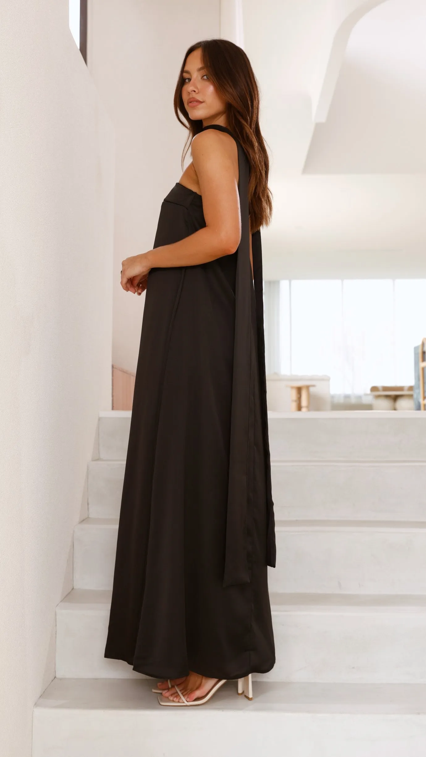 Caitie Strapless Scarf Maxi Dress - Black sold by Billy J product image thumbnail 3