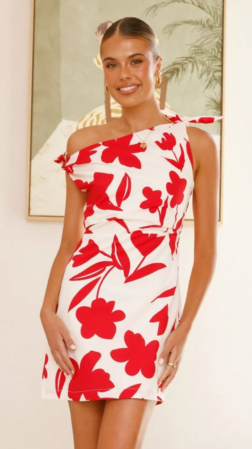 Ebbe Mini Dress - White/Red Floral sold by Billy J product image thumbnail 3