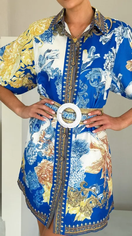 Annika Short Sleeve Mini Dress - Blue Doll sold by Billy J