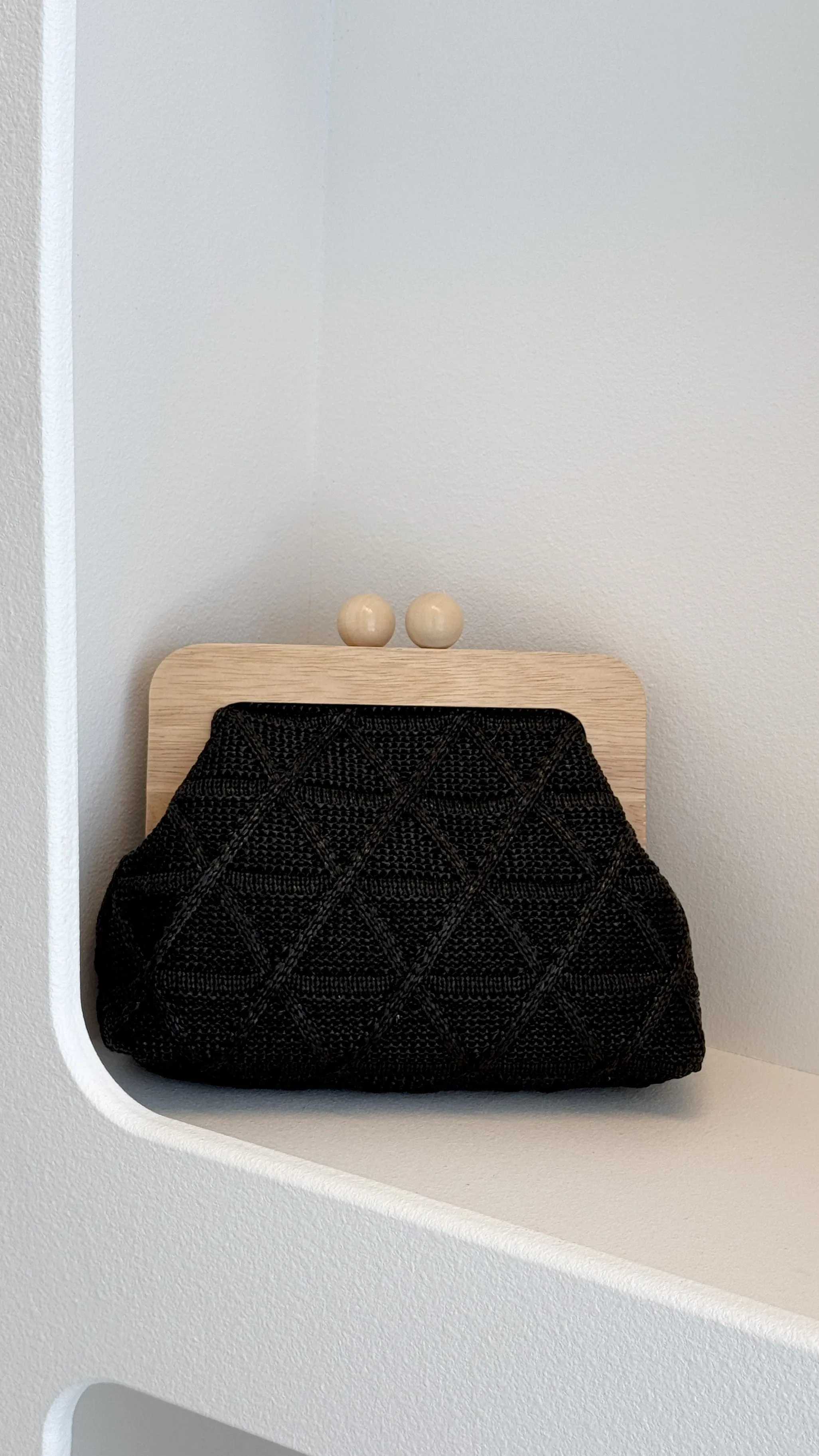 Tara Diamond Weave Timber Clutch - Black sold by Billy J product image thumbnail 3