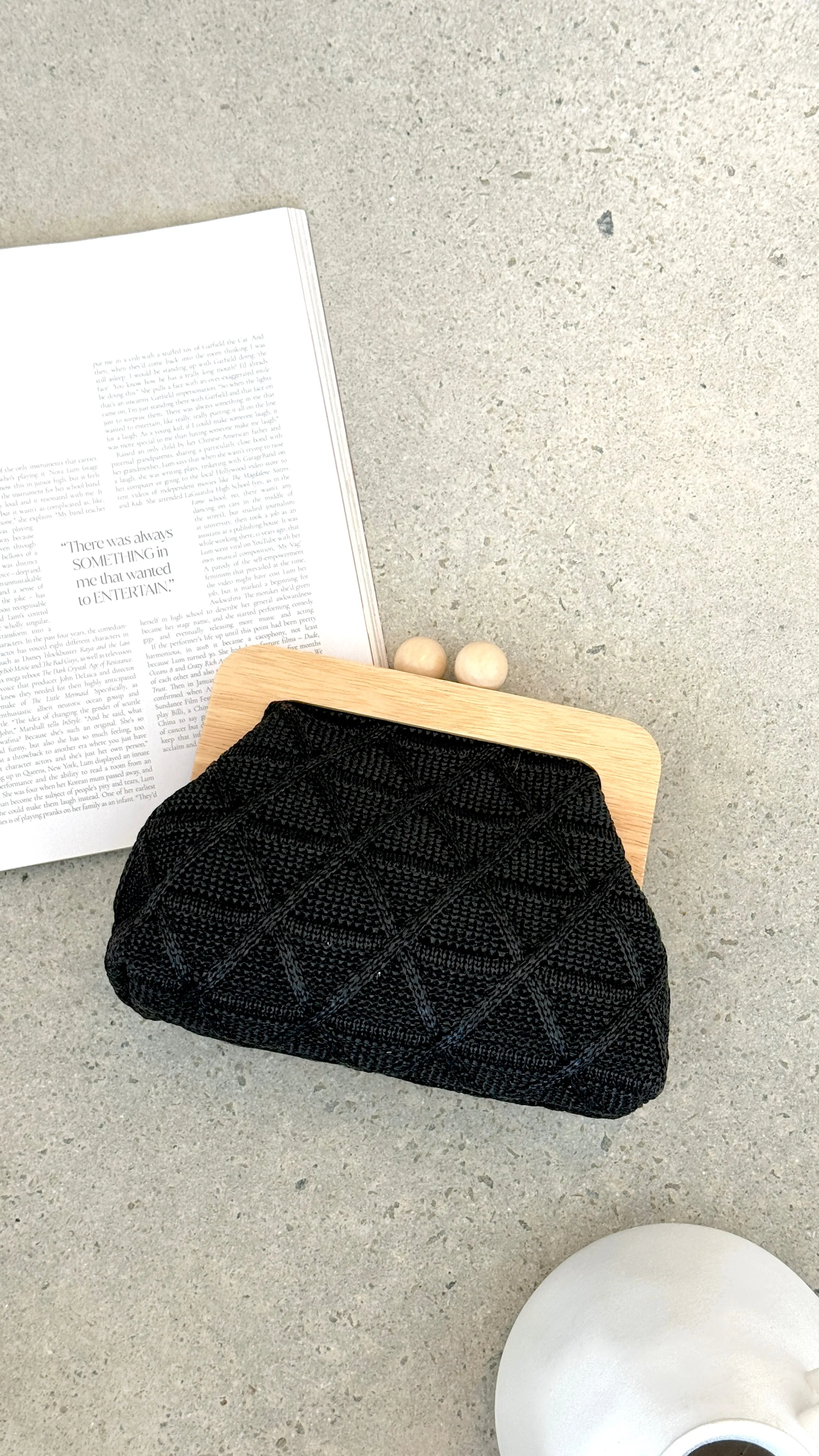 Tara Diamond Weave Timber Clutch - Black sold by Billy J product image thumbnail 2