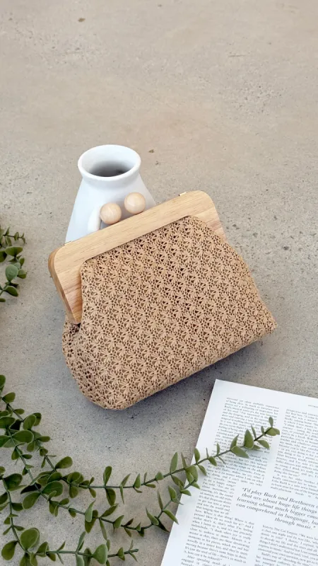 Nelly Weave Timber Clutch - Natural sold by Billy J