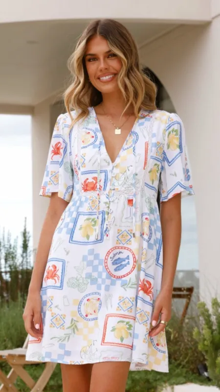 Sienna Shift Mini Dress - Picnic Print sold by Billy J