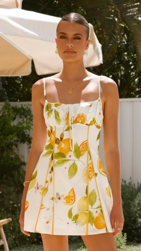 Agatha Mini Dress - Yellow Print sold by Billy J